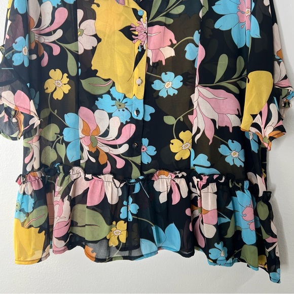 UMGEE Women’s Size Lg Short Sleeve Floral Blouse - Picture 7 of 11